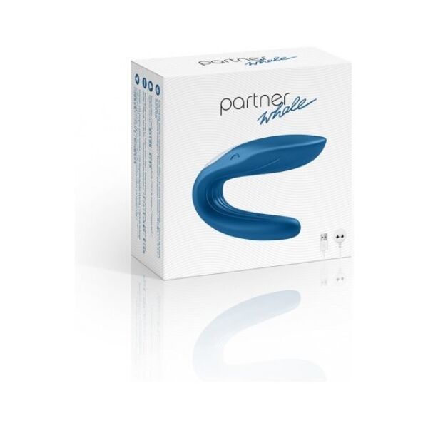 Vibromasseur pour couples Satisfyer Partner Toy Whale en forme de U, de couleur bleue