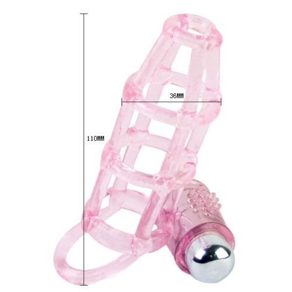 Gaine pénis vibrante Baile BI-014076 avec ses anneaux et le stimulateur clitoridien