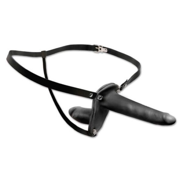 Gode ceinture double Pipedream Double Penetrix avec gode et stimulateur vaginal relié