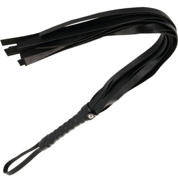 Fouet BDSM Darkness 45 cm, de couleur noire, avec poignée de préhension