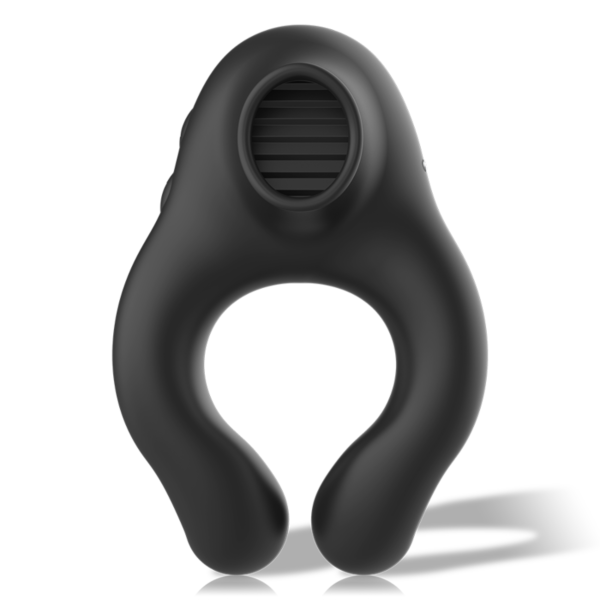 Anneau pénien vibrant Black&Silver Licking en silicone noir