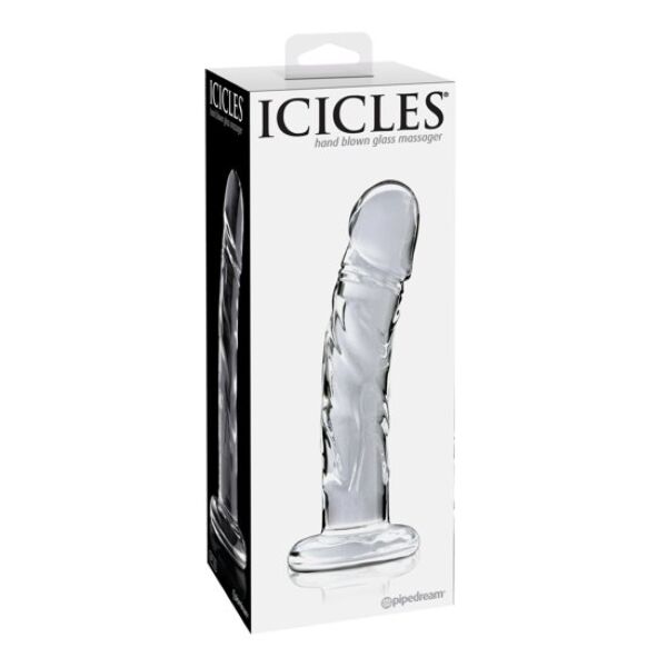 Gode en verre Pipedream Icicles N. 62, courbé et à base plate
