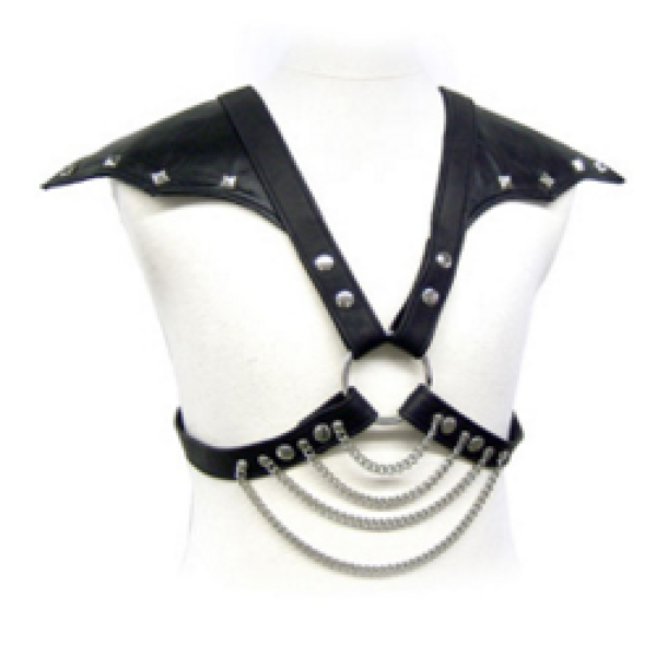 Harnais BDSM Leather Body pour homme avec sangles réglables et chaînes métalliques