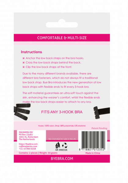 Adaptateur soutien-gorge dos nu Bye Bra en noir, pour soutien-gorge à 2 ou 3 agrafes