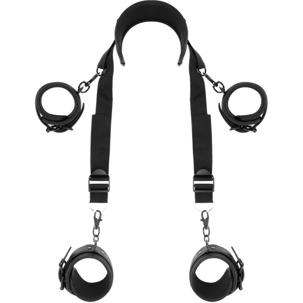 Set de bondage Fetish Submissive avec menottes de poignet et de cheville, harnais de cou et sangles