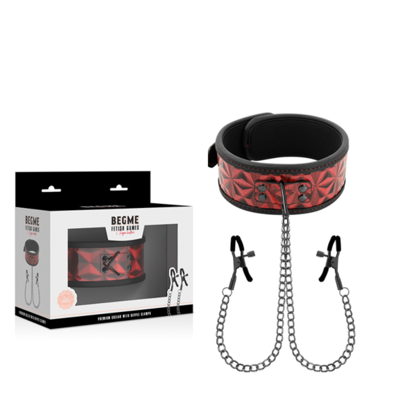 Collier avec chaîne et pinces à tétons Begme Red Edition