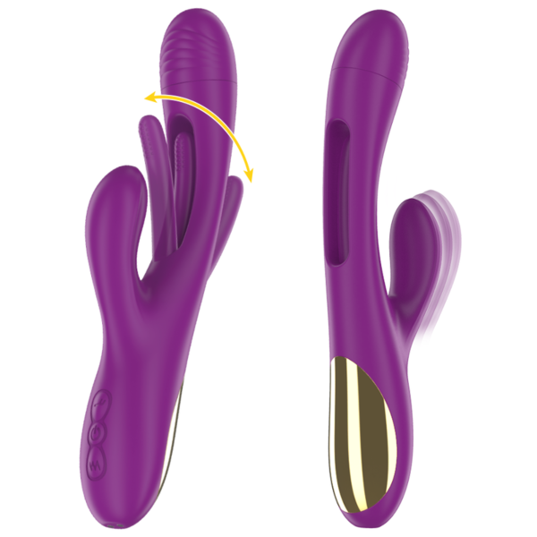 Vibromasseur Intense Apolo violet et doré, avec sa langue oscillante