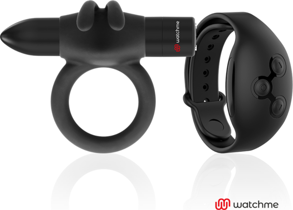 Cockring vibrant Black&Silver Agron avec sa montre de contrôle WATCHME