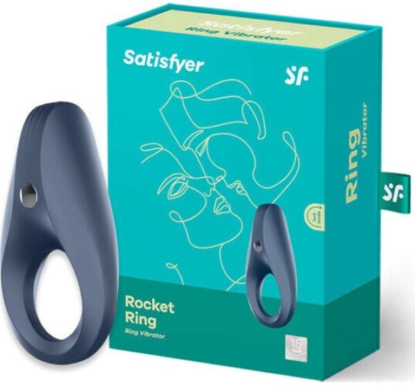 Anneau pénien vibrant Satisfyer Rocket Ring bleu foncé