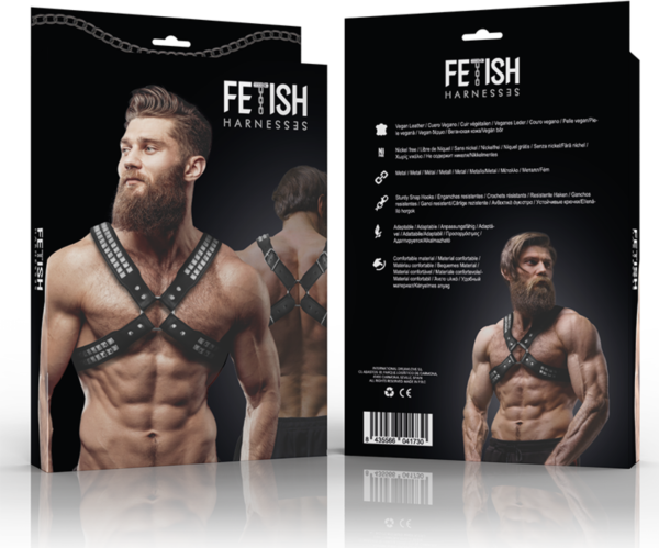 Harnais de poitrine pour homme Fetish Submissive Attitude, porté sur le torse