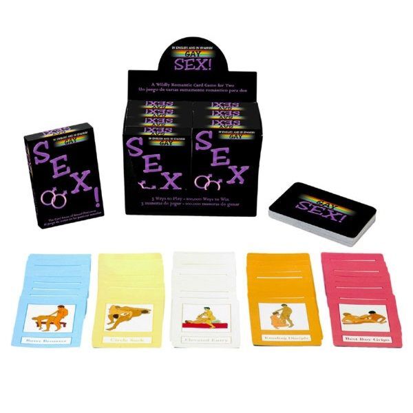 Jeu de cartes érotique Kheper Games Gay Sex!, avec sa boîte et quelques cartes illustrées