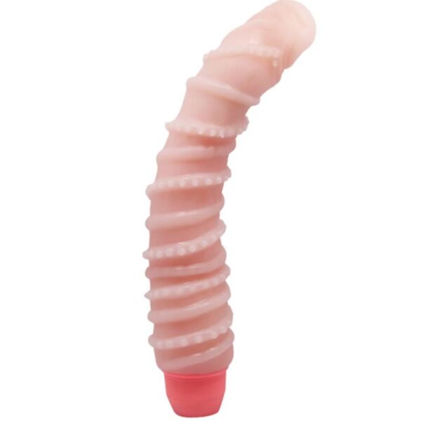 Vibromasseur réaliste BAILE Flexi Vibe Spiral, couleur chair, avec veines et gland arrondi