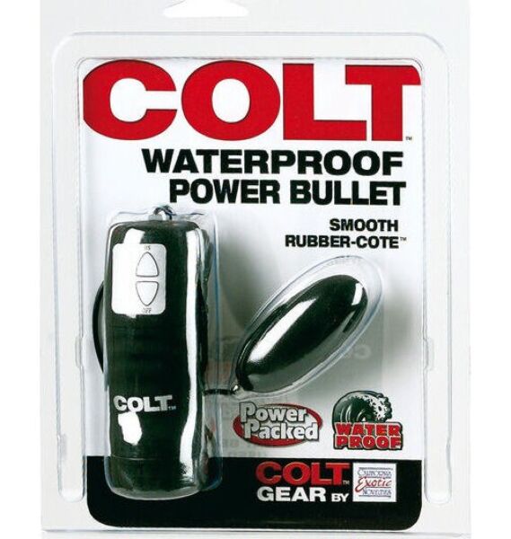 Mini-vibromasseur noir CalExotics Colt Waterproof Power Bullet avec commande reliée par un câble