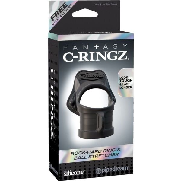 Cockring avec tendeur de testicules Fantasy C-Ring Rock Hard de Pipedream, en silicone