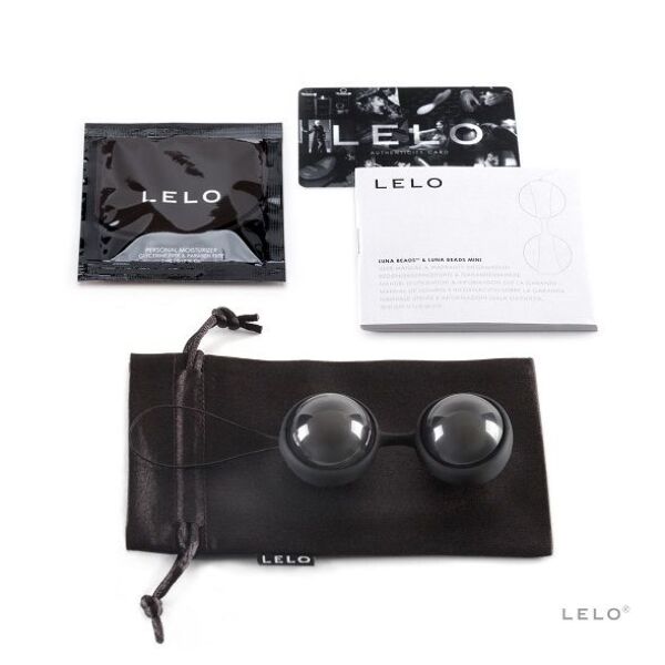Boules de geisha LELO LUNA Beads Noir avec connecteur et cordon de retrait