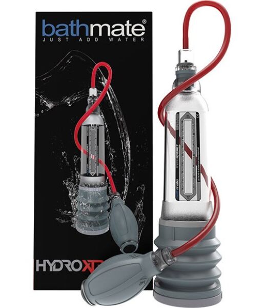 Pompe à pénis Bathmate Hydroxtreme 7 transparente, avec sa poire à main