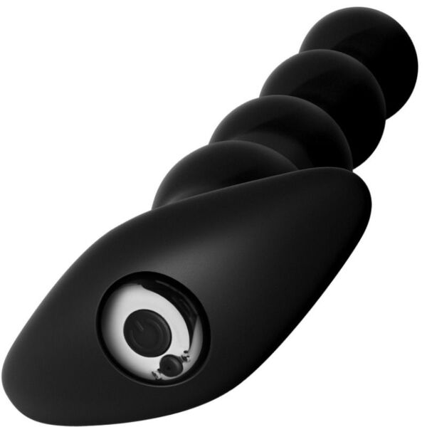 Boules anales noires Anal Fantasy Elite Rechargeable Anal Beads, avec boules de taille progressive et base large