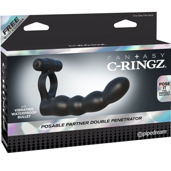 Anneau pénien Fantasy C-Ringz Double Pénétration de Pipedream, avec son stimulateur flexible