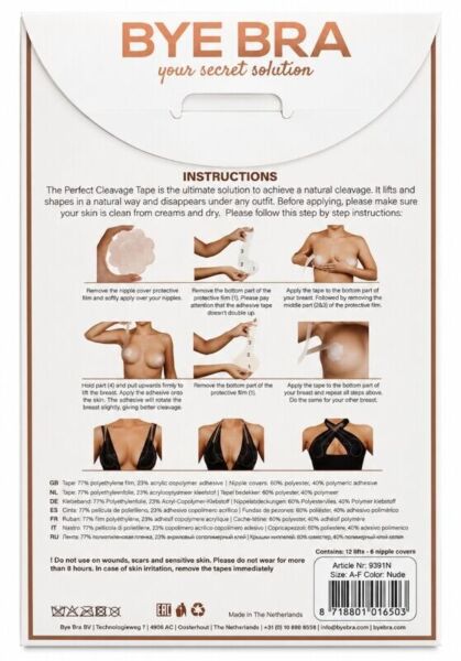 Rubans adhésifs Bye Bra Perfect Cleavage pour sublimer le décolleté, avec leurs cache-tétons