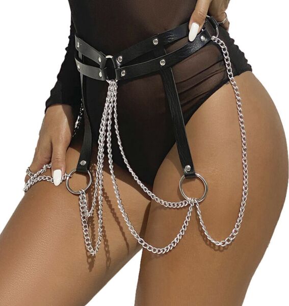 Ceinture à chaînes Subblime noire, ornée de chaînes et d'anneaux