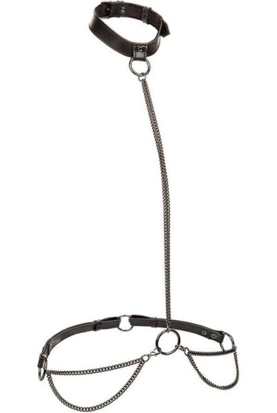 Harnais à chaînes Calexotics Euphoria Plus Size Halter, convertible en collier avec laisse