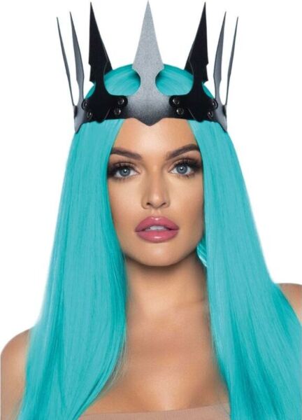 Couronne de déguisement Leg Avenue Spiked Crown noire, en simili cuir avec pointes