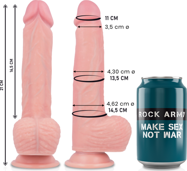 Gode réaliste Rock Army Spitfire 21 cm teint naturel, avec sa base ventouse
