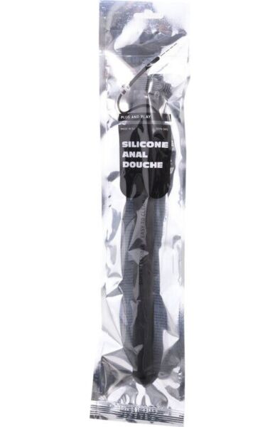 Douche anale en silicone All Black SA02 Swell avec son tuyau flexible et l'adaptateur pour robinet