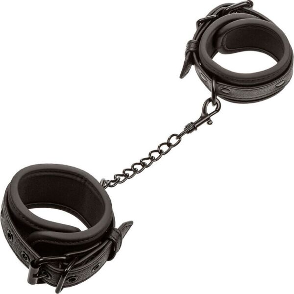 Menottes pour poignets CalExotics Nocturnal Wrist Cuffs noires, avec leur chaîne métallique