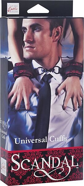 Menottes rouges CalExotics Scandal Universal Cuffs avec fermeture auto-agrippante et anneaux