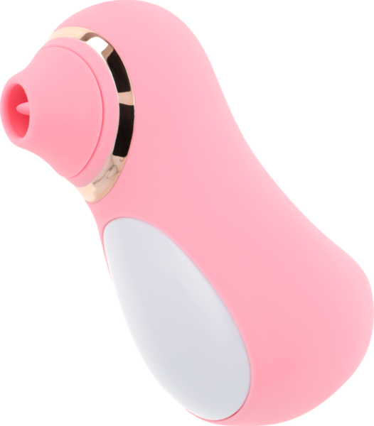 Stimulateur clitoridien Ohmama Vibrating Tongue avec langue vibrante et détails blancs et dorés
