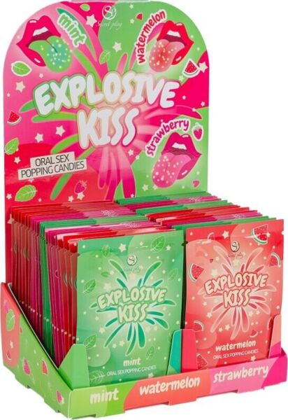 Présentoir Bonbons explosifs Secret Play avec sachets fraise, pastèque et menthe
