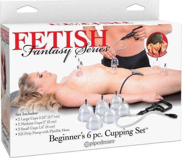 Set de ventouses Pipedream Beginner's 6pc. Cupping Set avec ventouses transparentes et tirettes noires