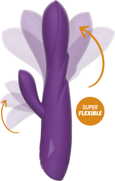 Vibromasseur rabbit REWOLUTION REWORABBIT, avec sa tige longue et son bras pour le clitoris