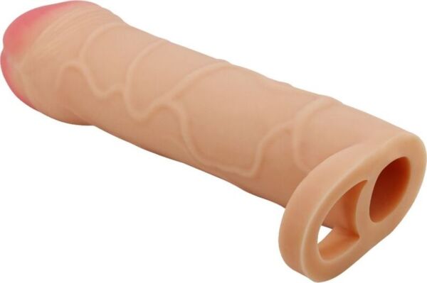Gaine d'extension pour pénis Pretty Love Bunion, de couleur naturelle, avec son anneau testiculaire
