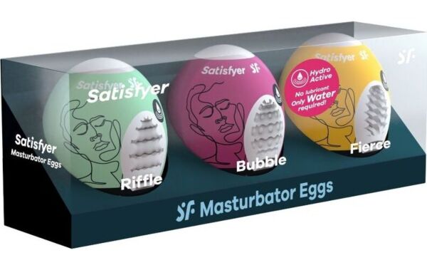 Pack de trois œufs masturbateurs Satisfyer Eggs Riffle, Bubble & Fierce