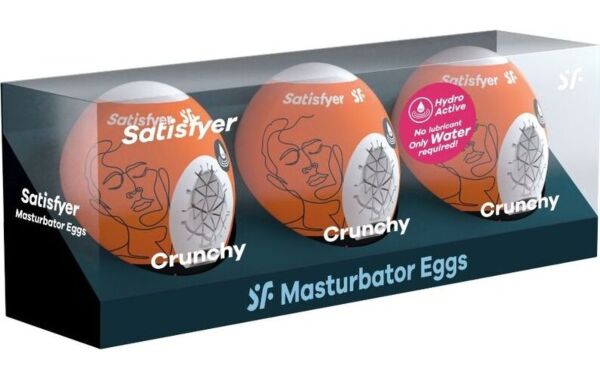 Lot de trois œufs masturbateurs Satisfyer Naughty, Savage et Crunchy