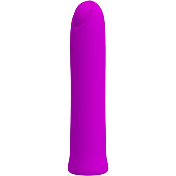 Mini vibromasseur Pretty Love Curtis de couleur violette, avec un relief de cercles concentriques