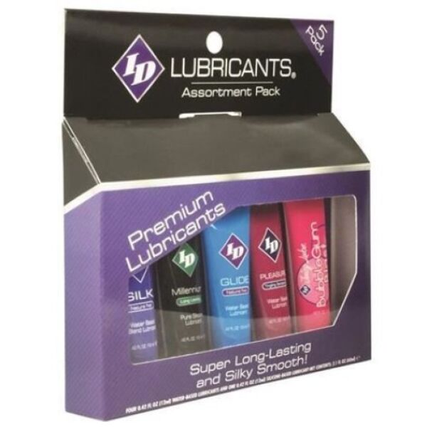Assortiment de cinq lubrifiants aromatisés ID Juicy Lube de 12 ml