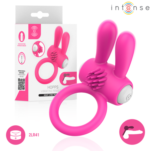 Anneau pénien vibrant Intense Hopps avec oreilles et surface avant texturée