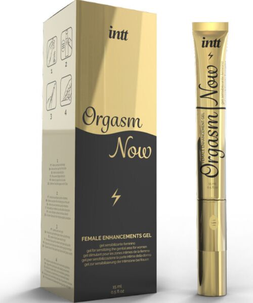 Gel stimulant INTT Orgasm Now dans son tube avec applicateur vibrant