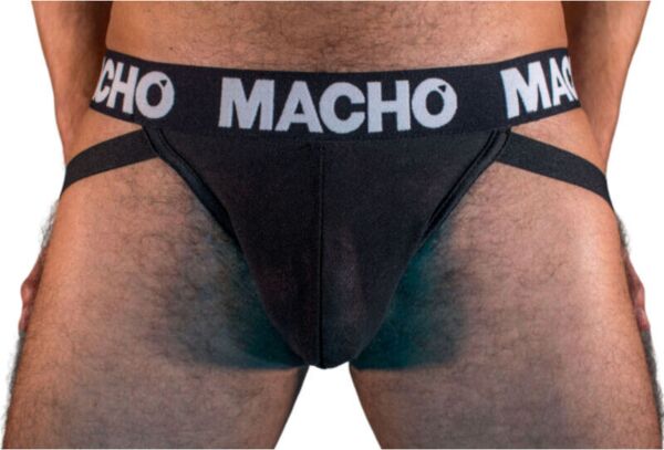 Jockstrap Macho Underwear MX25NN noir et semi-transparent
