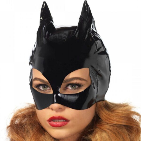 Masque Leg Avenue Vinyl Catwoman en vinyle noir avec oreilles de chat pointues