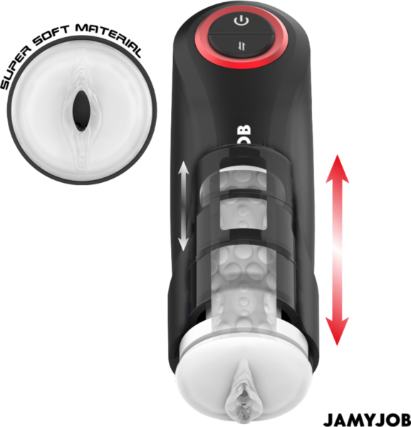 Masturbateur automatique Jamyjob Gravity, noir avec détails rouges