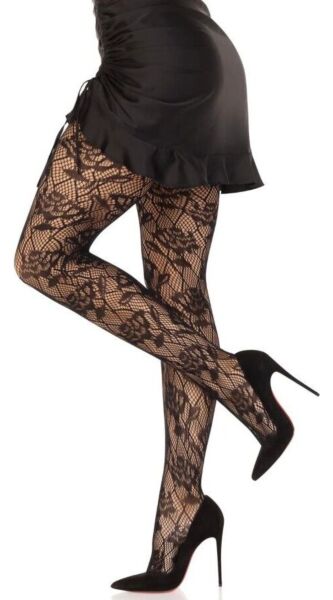 Collants résille Leg Avenue Bow Net Tights noirs, avec nœuds tissés dans la résille