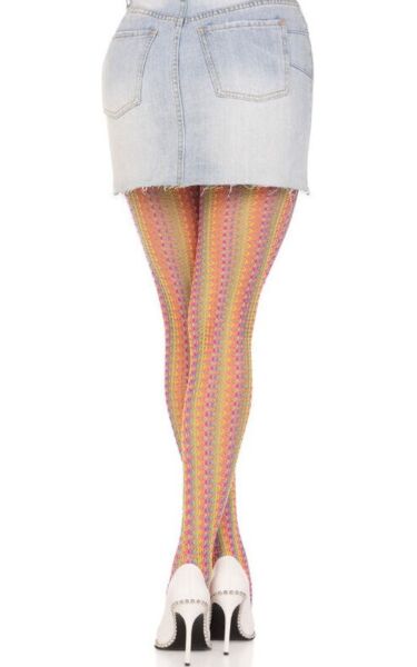 Collants résille Leg Avenue Acadia Rainbow, avec motif arc-en-ciel multicolore