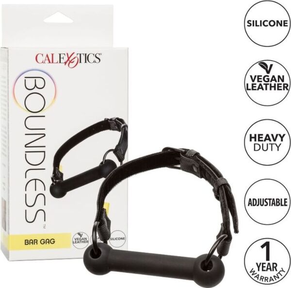 Bâillon à barre CalExotics Boundless Bar Gag noir, avec sa sangle et ses boucles