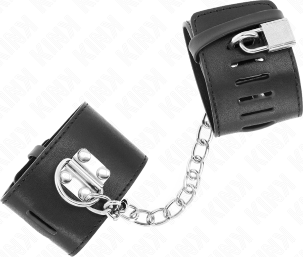 Menottes noires Kink Fixed Wrist Restraints avec chaîne et fermeture par cadenas
