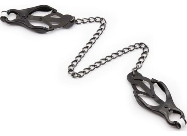 Pinces à tétons Ohmama noires, reliées par une chaîne