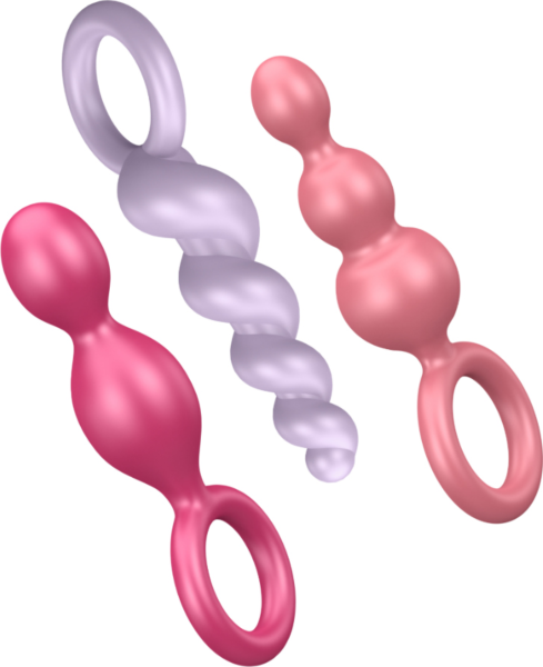 Set de trois plugs anaux Satisfyer Booty Call, en spirale, en cône et à trois sphères